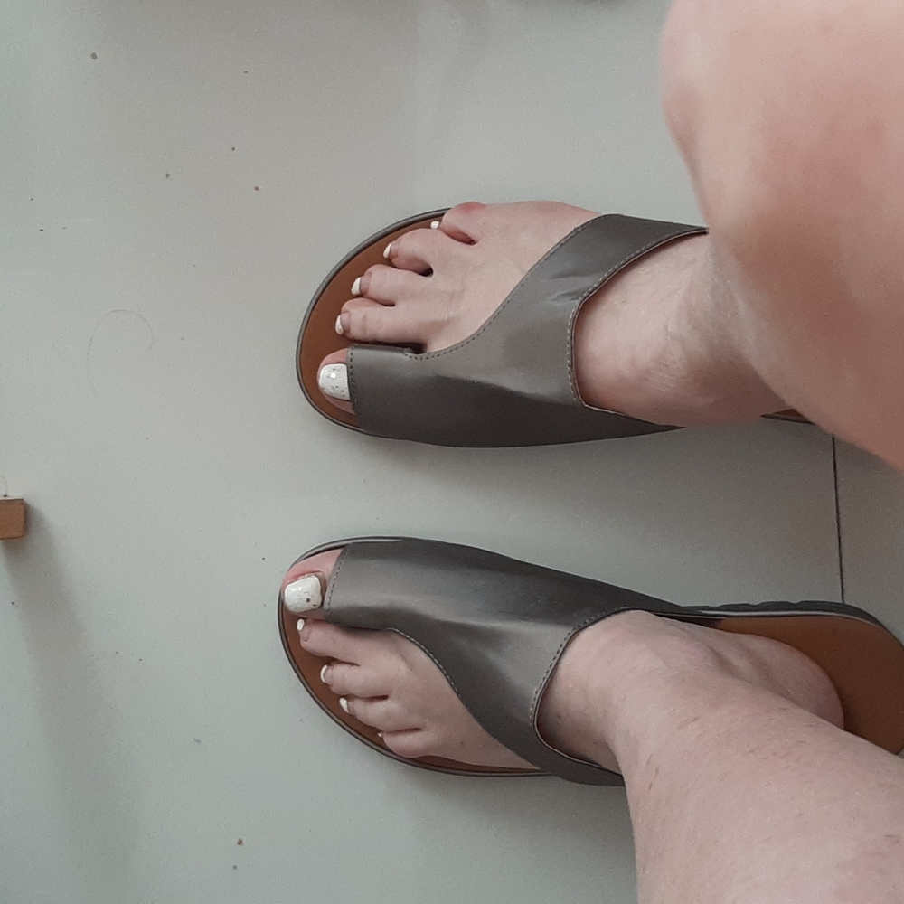 Sandals, pewter, gun metal a little lighter shade...size 42/12 USA